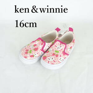 MK0345*未使用*ken＆winnie*キッズスリッポンシューズ*16cm*ピンク