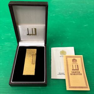 WSA602 Dunhill ダンヒル ローラー式 ガスライター 喫煙グッズ ゴールド ケース付き スイス製 総柄 ライター 喫煙具 ゴールドカラー