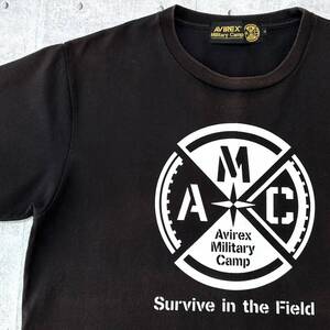 AVIREX MILITARY CAMP Tシャツ アヴィレックス アビレックス　　大きいサイズ XL フェード 色あせ 退色 ミリタリー キャンプ 玉10041