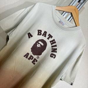 X109■オールド!★A BATHING APEエイプ/APE SHALL NEVER KILL APE★グラデーション/両面プリント★Tシャツ■L