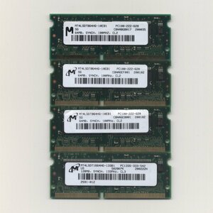 yb454/マイクロン ノートPC用 PC100 64MB ｘ4枚/ 動確済