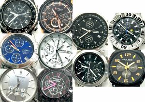 腕時計 10個 まとめ クロノグラフ クォーツ POLICE CURREN LEMANS SEIKO INDEPENDENT AMERICANEXPRESS BODYGLOVE agnesb WATCH