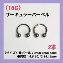 2本　サーキュラーバーベル　16G内径10mm、ボール4mm   ボディピアス