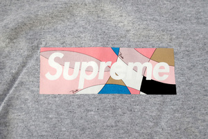 (M)Supreme Emilio Pucci Box Logo TeeシュプリームエミリオプッチボックスロゴTシャツ グレー/ピンク