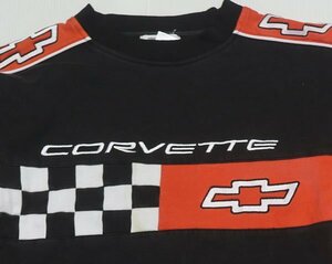 SW10レーシング チャンピオンRACING CHAMPIONSアメリカ古着スウェットコルベットCORVETTEロゴ刺Lビッグサイズ切り替えアメ車オールド