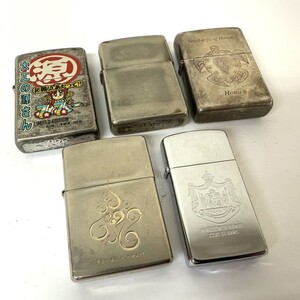 H943■▲ Zippo ジッポ オイルライター 5点セット 大工の源さん Spiral Heart Honu Hawaii 亀 SILVER PLATE etc