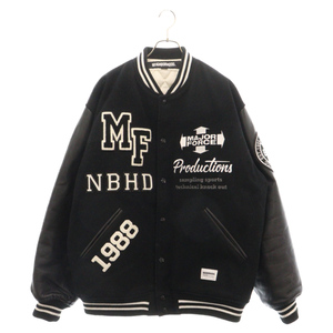 ネイバーフッド 23AW MAJOR FORCE STADIUM JACKET メジャーフォース レザー切替スタジアムジャケット スタジャン ブラック 232SZMFN-JKM01S