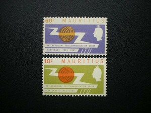 イギリス領モーリシャス発行 国際電気通信連合１００周年記念切手 ２種完 ＮＨ 未使用