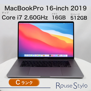 MacBookPro 16インチ 2019 Cランク カラー：スペースグレイ ストレージ：512GB メモリ：16GB JISキーボード