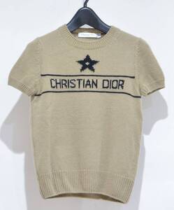 Christian Dior ディオール ショート スリーブ 半袖 カシミヤ 100% ニット セーター 34 Y-30932B