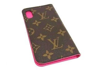 ■美品■ LOUIS VUITTON ヴィトン M63444 モノグラム フォリオ iPhone X/XS 対応 アイフォンケース スマホケース ブラウン系 DG0349