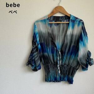 美品★bebe Vネック ペプラム トップス フランス製 オーロラ