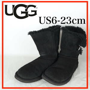 EB6534*UGG*アグ*レディースショートムートンブーツ*US6-23cm*黒*