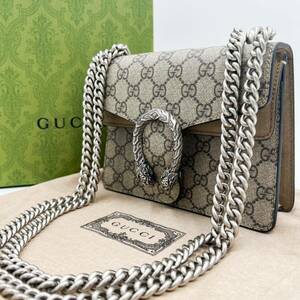 【極美品/現行】GUCCI グッチ ディオニュソス GGスプリーム チェーンショルダーバッグ ハンドバッグ ミニ 2WAY ダブルフラップ PVCレザー