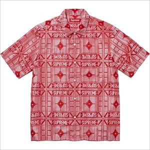 【送料無料】 Mサイズ 24SS Supreme Tray Jacquard S/S Shirt Red レッド シュプリーム トレー ジャカード ショートスリーブ シャツ