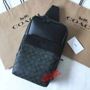 ★COACHバッグ★コーチ C5332 チャコール×ブラック ゴッサムパック ボディーバッグ ショルダーバッグ クロスボディーアウトレット品 新品 