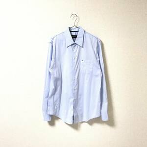 ★EMPORIO ARMANI エンポリオアルマーニ★メンズ ステッチデザイン ワンポイントロゴ 長袖 シャツ ワイシャツ size L ドレスシャツ 水色