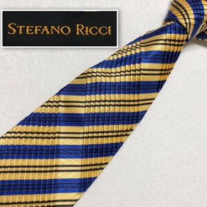 ■極上美品■希少最高級品■STEFANO RICCI ステファノリッチ　プリーツタイ　ネクタイ　レジメンタルストライプ　シルク100% 伊製