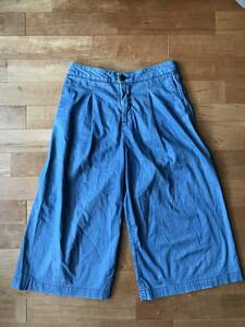 【美品】YANUK ヤヌーク DENIM 3QUARTER PANTS デニム 3クォーターパンツ サイズS ガウチョパンツ