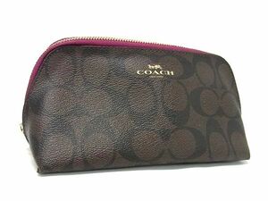 ■極美品■ COACH コーチ F53385 シグネチャー PVC ポーチ メイクポーチ 化粧ポーチ マルチケース 小物入れ ブラウン系 DE6712