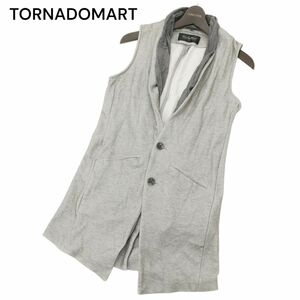 TORNADOMART トルネードマート 通年★ メランジ 鹿の子 セミロング ストール付 ベスト Sz.M　メンズ グレー　C4T00766_1#O