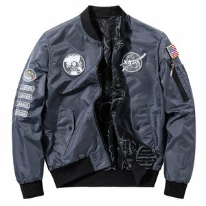 欧米 両面服 リバーシブル 空軍 NASA フライトジャケット スタジャン ミリタリージャケット メンズ アウター新品 M~6XL ダークグレー