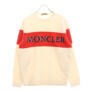 MONCLER モンクレール 19AW MAGLIONE TRICOT ウールクルーネックニットセーター ホワイト E20919045650 A9255