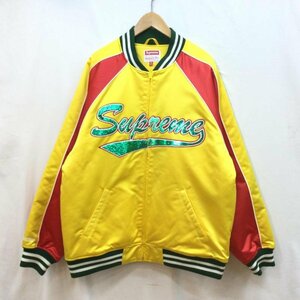 シュプリーム 21FW Mitchell & Ness Sequin Logo Varsity Jacket ミッチェル&ネス シークインロゴヴァーシティジャケット XL