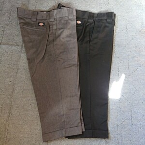 お得！新品 2本セット ディッキーズ Dickies クロップド パンツ 65/35クロス ブラック グレー w30