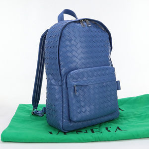 中古良品ボッテガヴェネタBOTTEGA VENETA イントレチャート バックパック リュック ブルー ランク：A us-2 メンズ