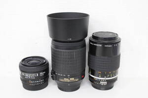 ☆【中古】Nikon ニコン カメラレンズ まとめ (35mm 1:2 D) (55-200mm 1:4-5.6 G)(105mm 1:4)ケース付き 激安