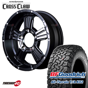 4本セット NITROPOWER CROSSCLAW クロスクロウ 16x6.0J 5/139.7 -5 ブラック BFGoodrich T/A KO2 215/70R16 A/T ジムニー シエラ JB74 JB43