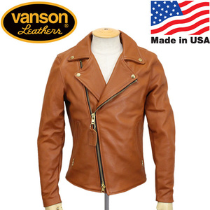 VANSON (バンソン) C2 CUSTOM2 UNISEX(C2カスタム2) ダブルライダース レザージャケット 別注タイトフィット TAN(タン)-40