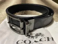 COACH 黒 レザーベルト モノグラム