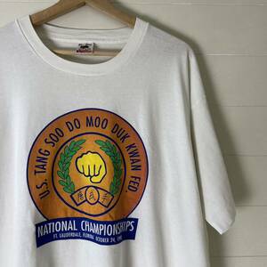 90s USA製 白 プリントTシャツ 半袖Tシャツ FRUIT OF THE LOOM フルーツオブザルーム アメリカ製 古着 vintage ヴィンテージ XLサイズ 漢字