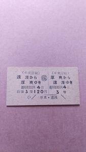 早来運輸　往復　厚真⇔遠浅　3等　120円　厚真駅発行