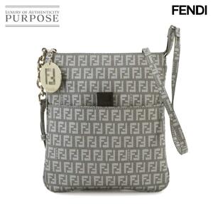 新品同様 フェンディ FENDI ズッキーノ ショルダー バッグ PVC グレー 8BT150 シルバー 金具 Zucchino Bag 90242240