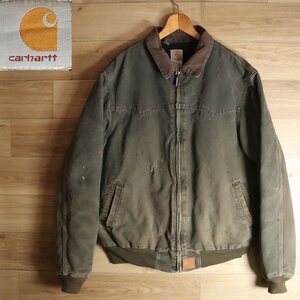 B10Y/Y5.9-5　アメリカ古着　Carhartt　カーハート　サンタフェジャケット　ダックジャケット　ワークジャケット　中綿　襟コーデュロイ　