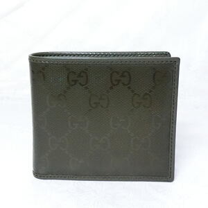 【送料無料】 未使用品 グッチ GUCCI 二つ折り財布 GGインプリメ ダークカーキ 224122 FU49N 3216