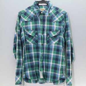 DENIME ドゥニーム 長袖シャツ Sサイズ ブルー×グリーン チェック柄◆984f15