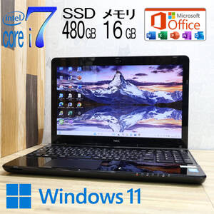 ★完動品 最上級4世代4コアi7！SSD480GB メモリ16GB★LS700S Core i7-4702MQ Webカメラ Win11 MS Office2019 H&B ノートパソコン★P82800