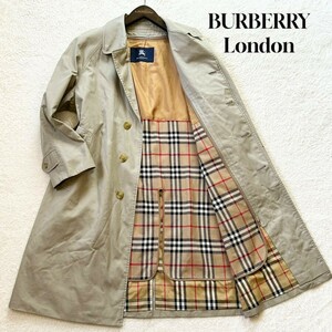 1円～ 美品 BURBERRY London バーバリー ロンドン ステンカラーコート ノバチェック ベージュ ライナー付き メンズ 