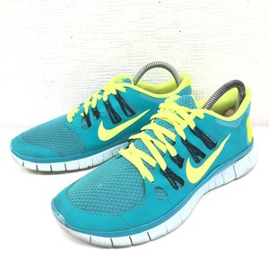 ●NIKE ナイキ フリー5.0 メッシュ ランニングシューズ 24.5cm 緑系 グリーン系 スニーカー ローカット トレーニング ジョギング 女性用