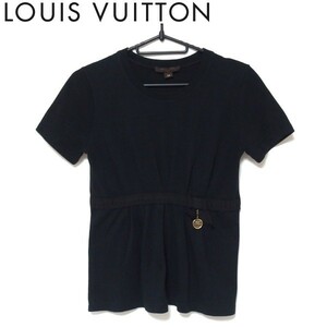 ★LOUIS VUITTON ロゴ チャーム 半袖 カットソー Tシャツ 黒 レディース ルイ・ヴィトン★