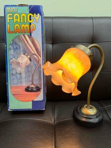 ＃4222 MINI FANCY LAMP ミニ ファンシー ランプ 花型 大理石風柄 スタンドライト 卓上 照明 ライト レトロ 箱付き 現状保管品