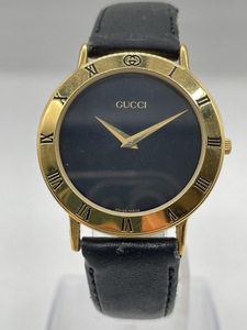 7139-02★GUCCI /グッチ/ 腕時計 / クオーツ /2針/ブラック＆ゴールド色/3000.2.M/メンズ/レディース★