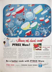 稀少！1952年パイレックス広告/Pyrex Ware/耐熱食器/耐熱容器/M