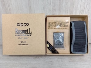 【限定品】ZIPPO ジッポ ライター ロズウェル事件 1947-1997 50周年 シガレットケース付 銀メッキ 箱有り