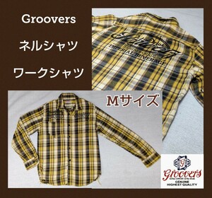 美品★グルーバーズ★Groovers★ネルシャツ★ワークシャツ★春物★可愛い★アメカジ★メンズシャツ★フランネルシャツ★レア★送料無料