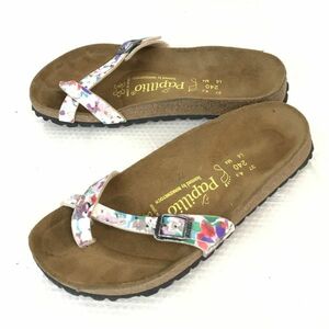 スペイン★パピリオ/Papillio/ビルケンシュトック★カラフルストラップ/レザーサンダル【37/24.0/茶/BROWN】Shoes/sandal◆Q-562